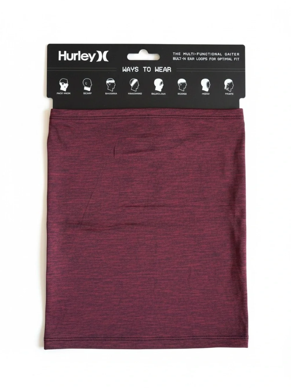 Hurley Multi-Wear Neck Gaiter Face Mask Balaclava Burgundy One Size